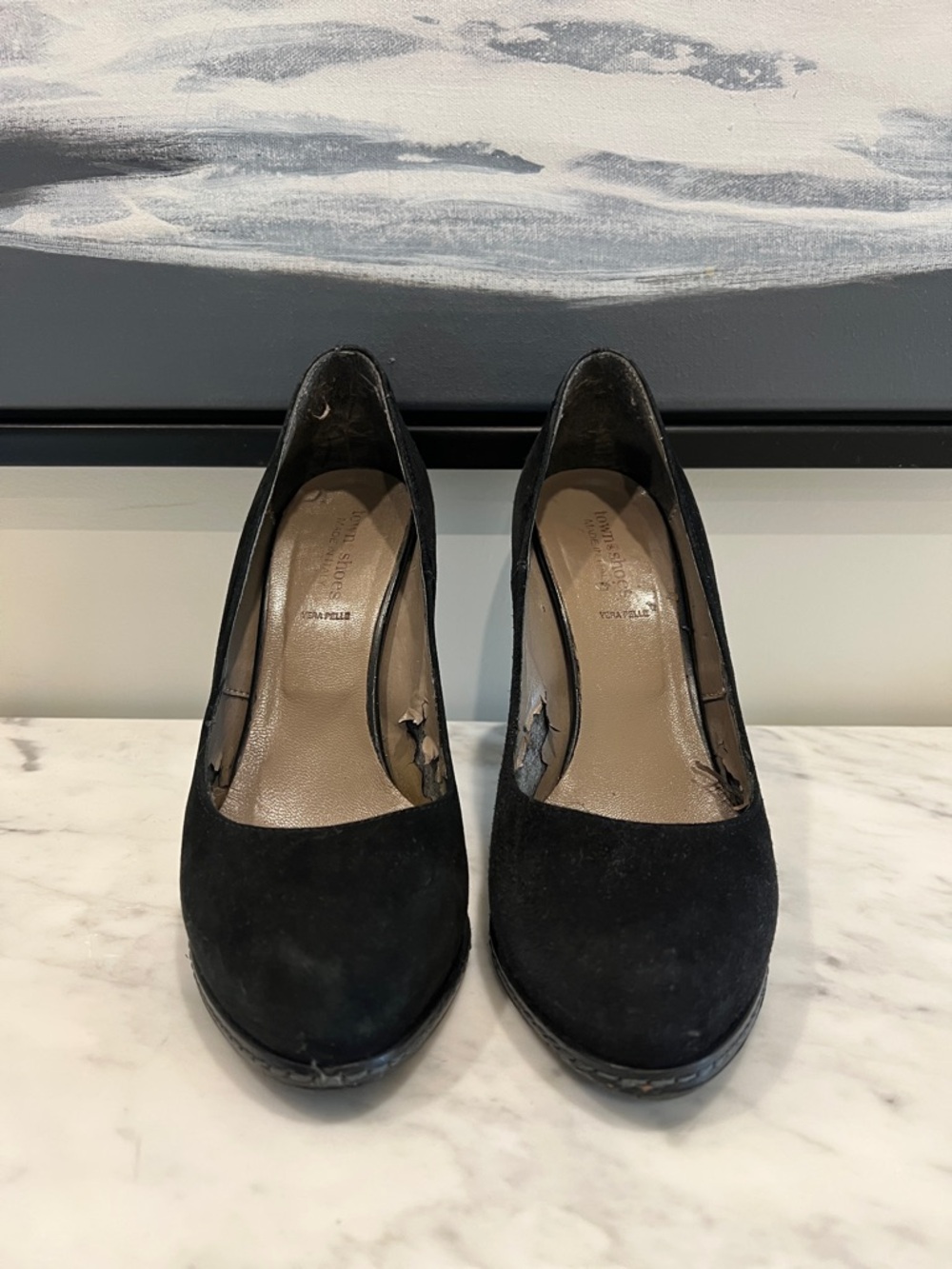 Town Shoes (Made in Italy Line) Black Suede Women’s Pumps